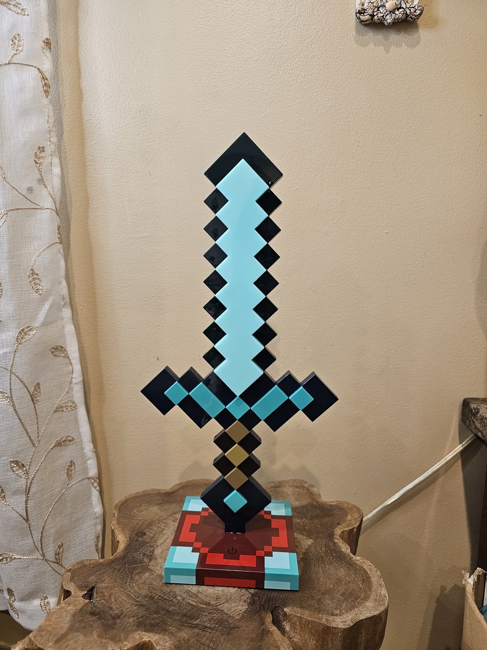 Minecraft Diamond Sword Table Lamp Aqua/Black